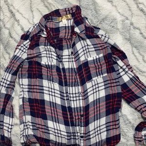 Navy, white, and red flannel